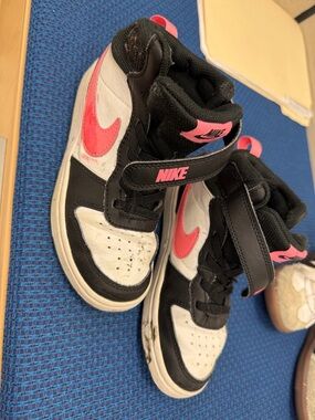 Nike Kids Black White and Pink High-Top Sneakers